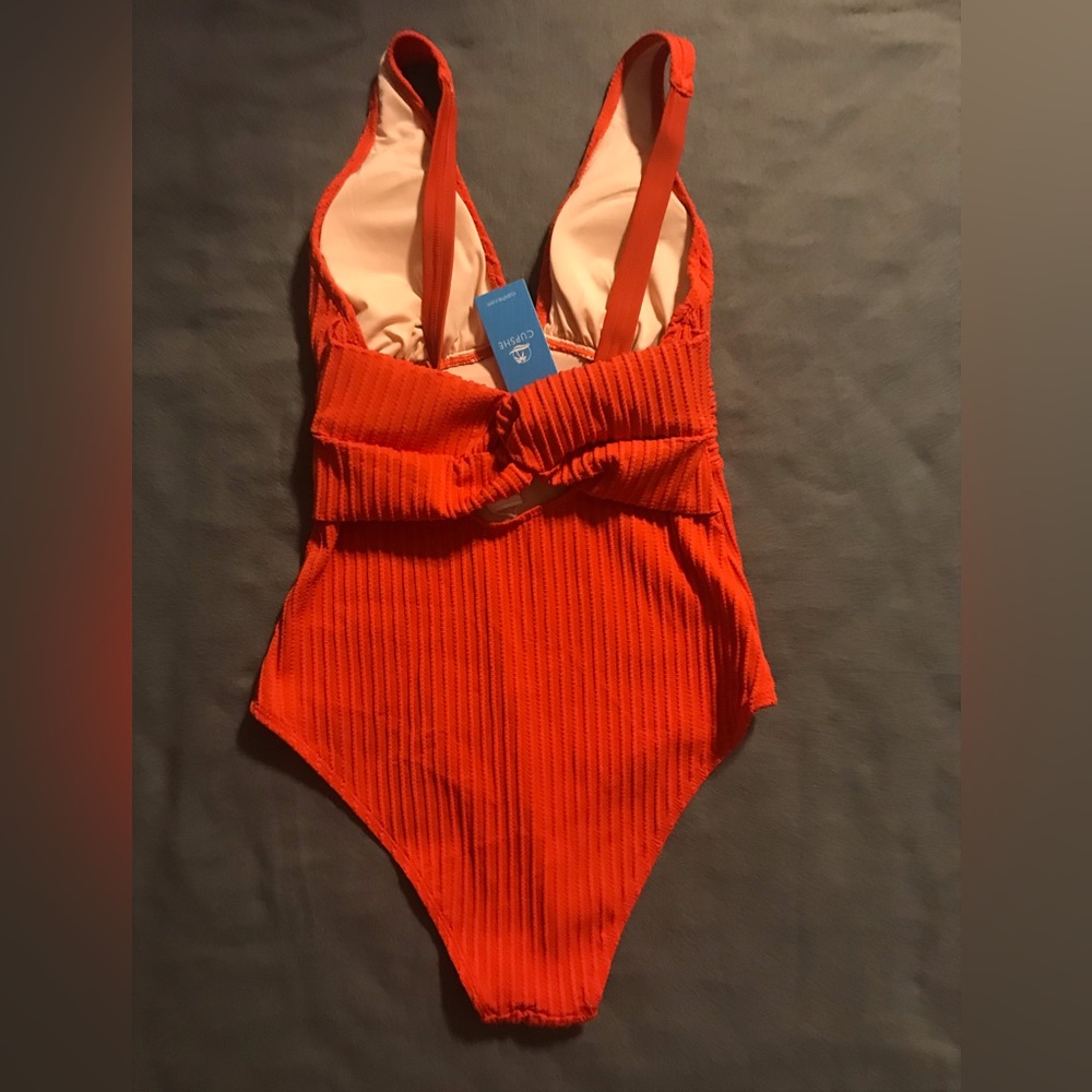 Cupshe Red Ribbed One Piece Swimsuit - Picture 2 of 7